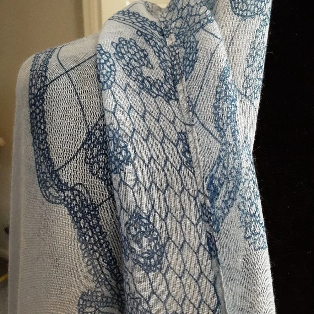 Silky Sheer Scarf 100% Viscose‎ Blues/Pinks 70